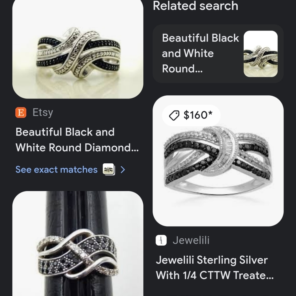 White and black diamonds- 925 sterling silver